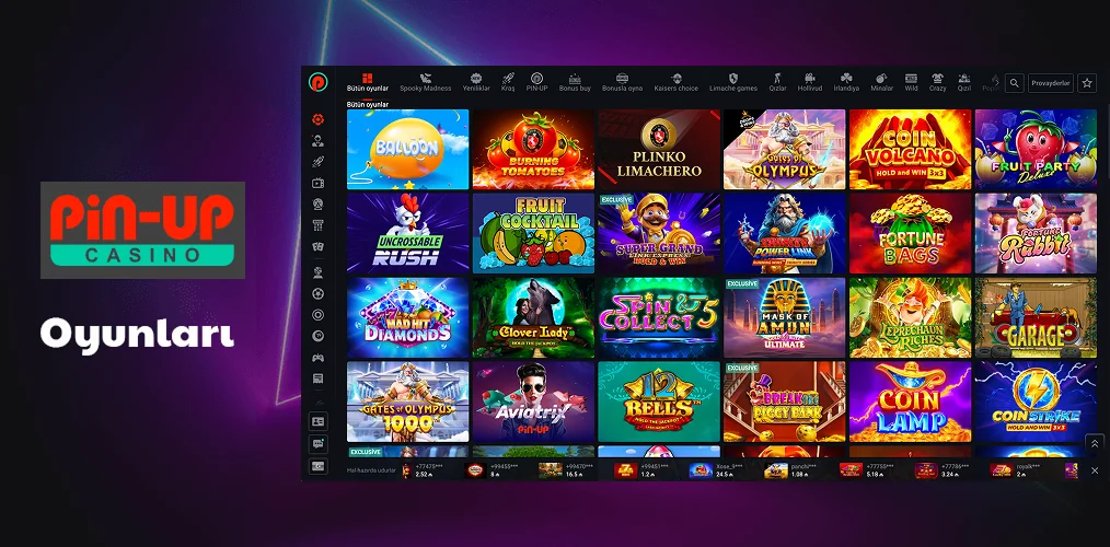 Pin Up Casino Oyunlarının seçimi haqqında məlumat