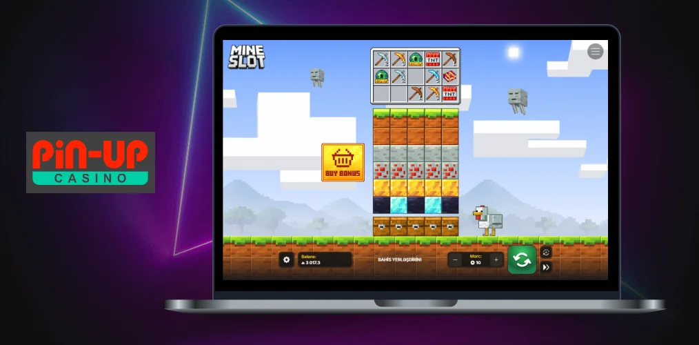 Mine Slot - Azərbaycan bazarında Pin Up kazinosunda mövcud olan maraqlı piksel oyunudur