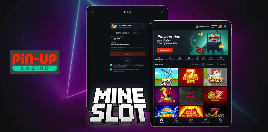 Pin Up Mine Slot oyununu real pul ilə oynamaq üçün hesab yaratmaq və depozit qoymaq lazımdır